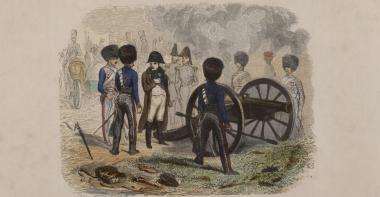 dessin représentant des soldats et Napoléon Ier