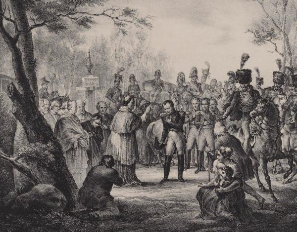 gravure représentant Pie VII et Napoléon Ier