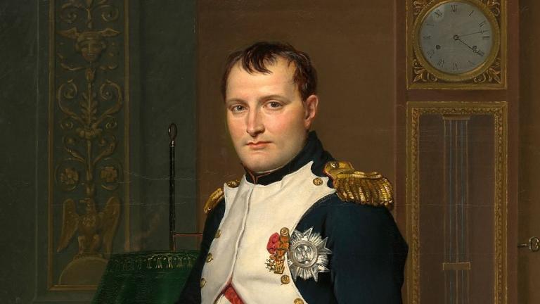 Portrait de l'Empereur Napoléon par David en pieds dans son bureau des Tuileries