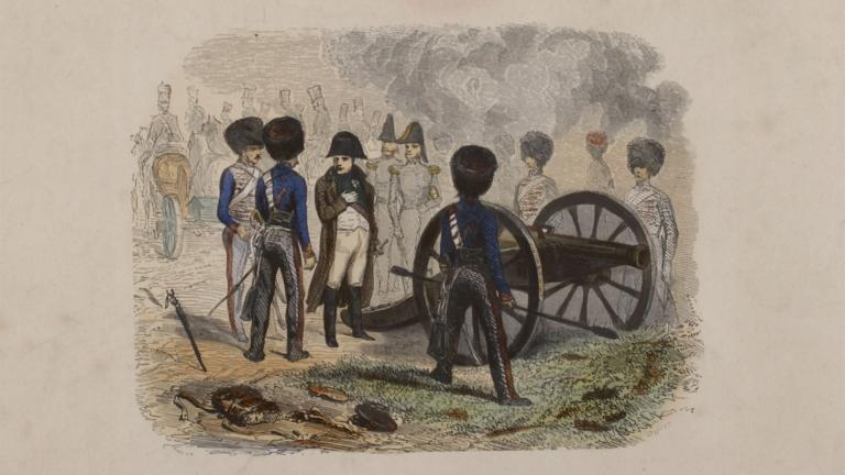 dessin représentant des soldats et Napoléon Ier