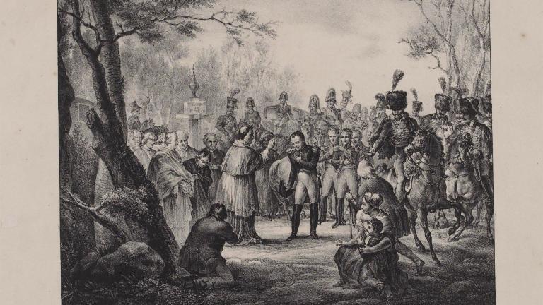 gravure représentant Pie VII et Napoléon Ier